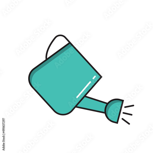 Water can, simple gardening icon in trendy line style isolated on white backg...
