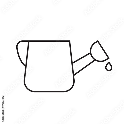 Water can, simple gardening icon in trendy line style isolated on white backg...