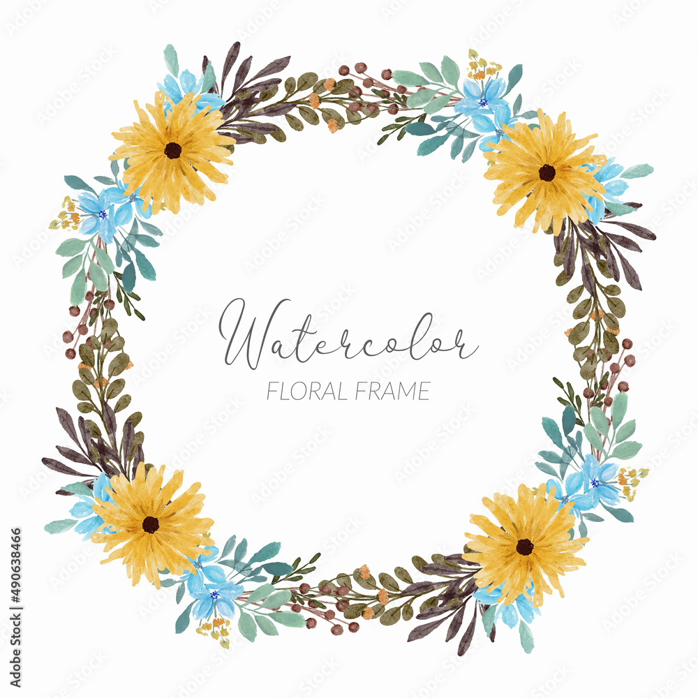 Obraz premium petal floral arrangement watercolor circle frame