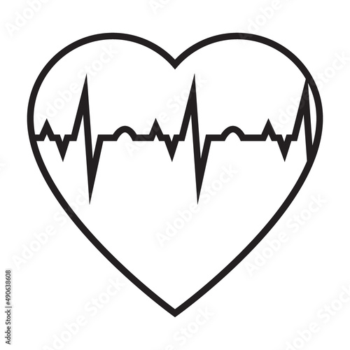 Heart cardiogram simple medical icon in trendy line style isolated on white b...