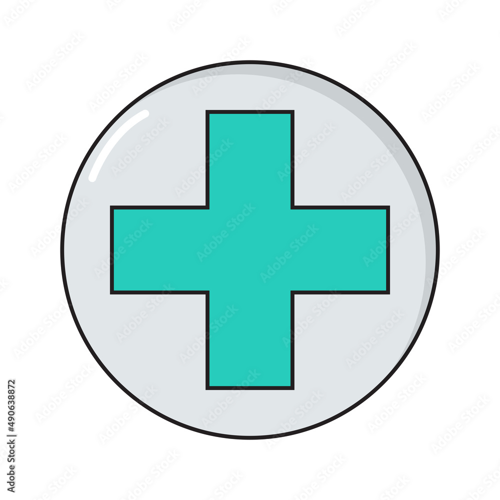 Cross simple medical icon in trendy line style isolated on white background for web apps and mobile concept. Illustration Cross simple medical icon in trendy line style isolated on white background for web apps and mobile concept. Illustration