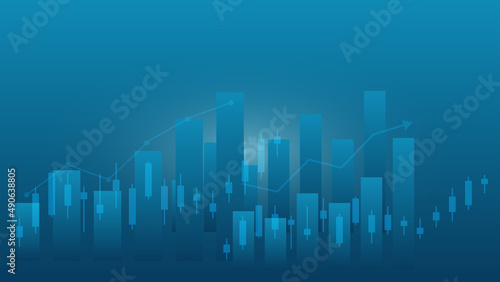 Financial business statistics with bar graph and candlestick chart show effective earning background