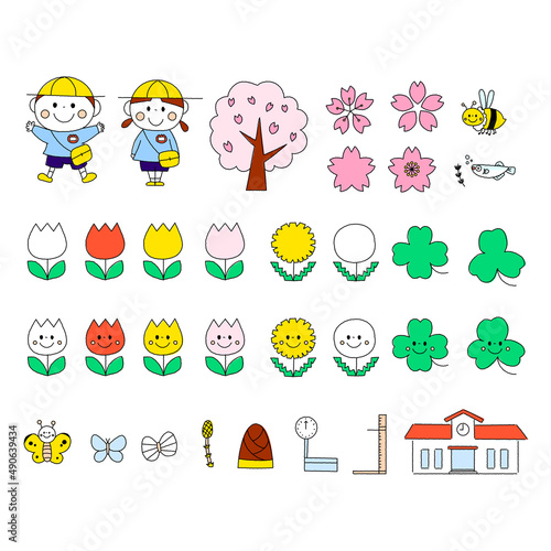 春の素材セット（保育園、 幼稚園、 こども）