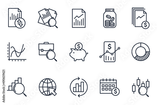 set of Financial Analytics elements symbol template for graphic and web design collection logo vector illustration