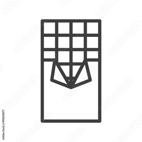 Chocolate wrapped. Simple food icon in trendy line style isolated on white ba...