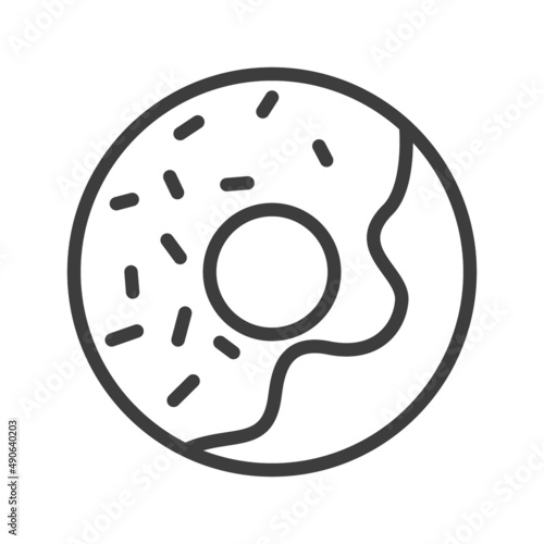 Sweet donut Simple food icon in trendy line style isolated on white backgroun...