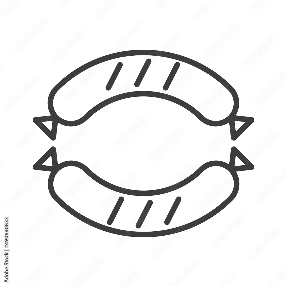 Grilled sausage. Simple food icon in trendy line style isolated on white background for web apps and mobile concept. Illustration Grilled sausage. Simple food icon in trendy line style isolated on white background for web apps and mobile concept. Illustration