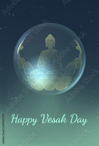 Happy Vesak Day Creative Concept for Card or Banner