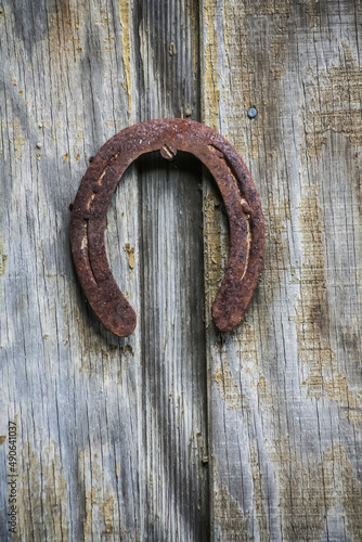 horseshoe on wooden wall