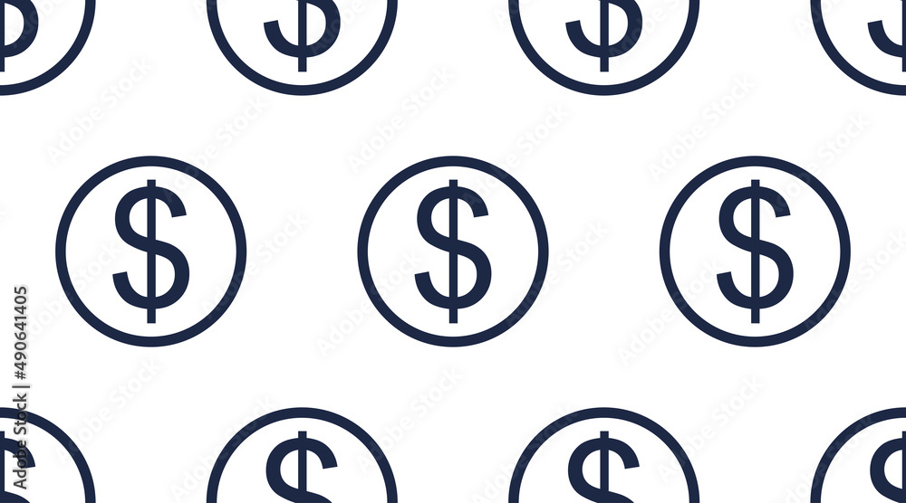 Currency sign seamless pattern, dollar icons isolated on a white background. USD currency abbreviation vector illustration. Money cash sign set. Currency sign seamless pattern, dollar icons isolated on a white background. USD currency abbreviation vector illustration. Money cash sign set.
