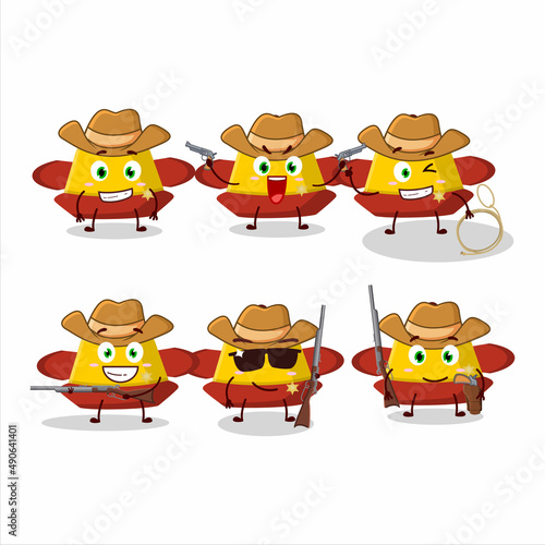 Cool cowboy yellow chinese hat cartoon character with a cute hat