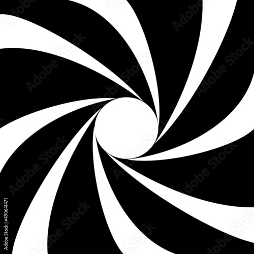Abstract background inside of a gun barrel. Spiraled interior of a gun. 007 logo. Abstract background.