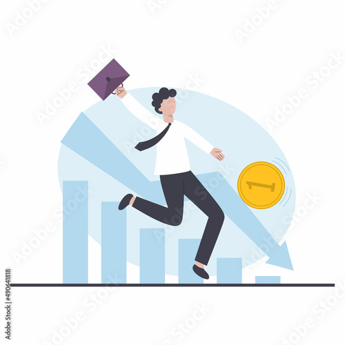 Inflation and economic problem. Businessman failed. Man and financial crisis.