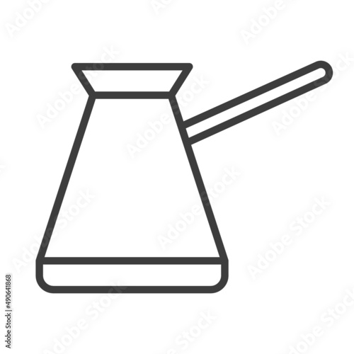 Turka for making coffee. Simple food icon in trendy line style isolated on wh...