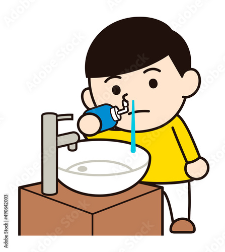 鼻うがいをする男性