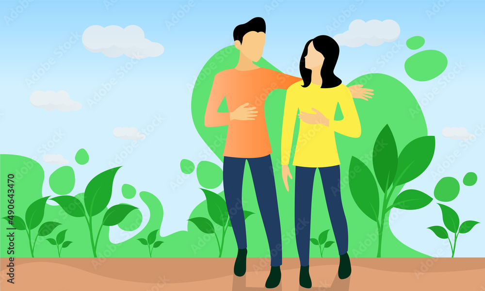 Flat style illustration of lovers having fun Flat style illustration of lovers having fun