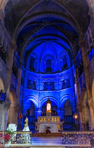 Night Service Altar Cross Cathedral Church Nimes Gard France
