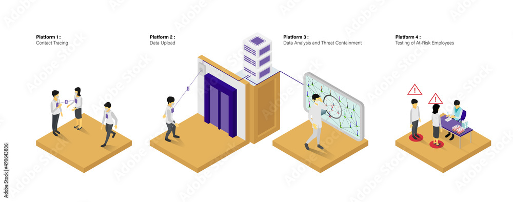 Fototapeta premium Isometric style illustration of distance detection app with wifi technology