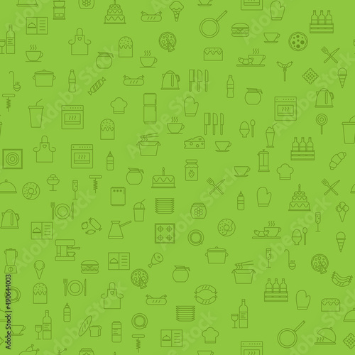 Simple Food and Drink Icon Seamless Pattern Background. Illustration