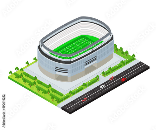 Isometric style illustration of a football stadium