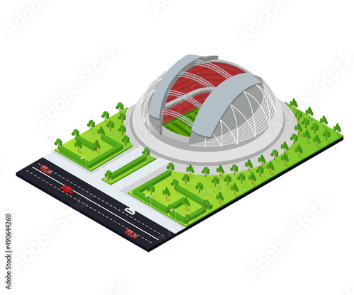 Isometric style illustration of a football stadium