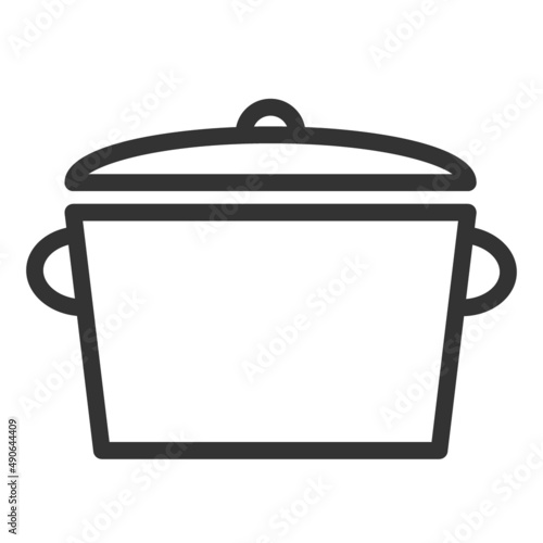 Casserole with lid. Simple food icon in trendy line style isolated on white b...