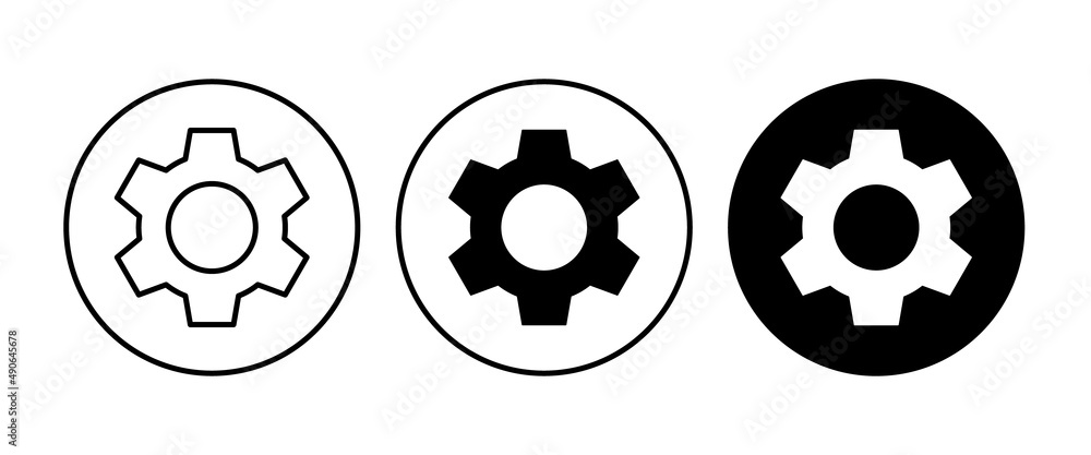 Setting icon, Tools, Cog, Gear, help options account, Settings, Cogwheel, mechanism Operations icons button, vector, sign, symbol, logo, illustration, editable stroke, flat isolaated on white