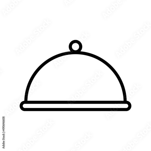 Simple tray with lid for serving food icon in trendy line style isolated on w...