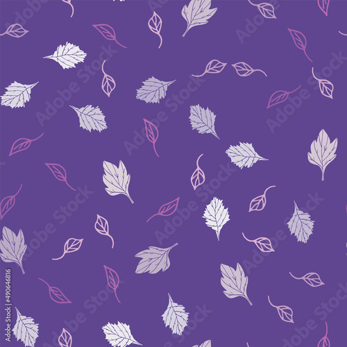 Simple doodle seamless pattern Hand drawn leaves twigs on a light background.