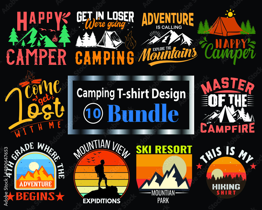 Camping vector T-shirt Design Bundle
