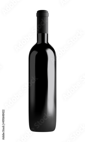 Vector wine bottle in mesh gradient style. Editable color