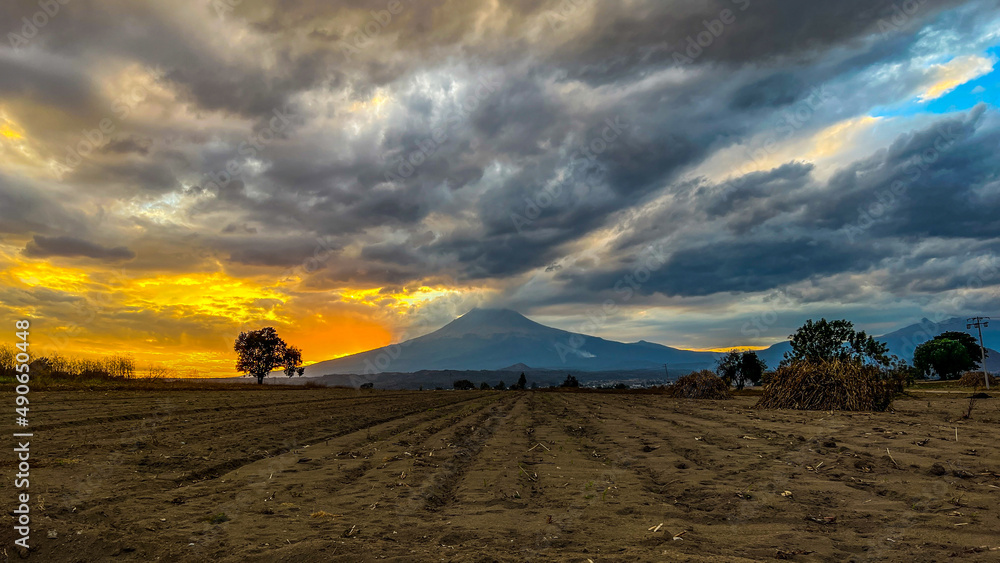 Vulkan Popocatépetl Sonnenuntergang 