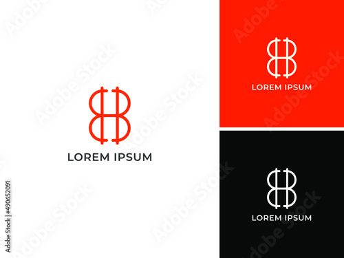 ILLUSTRATION ABSTRACT LETTER BB, BHB LOGO DESIGN VECTOR ICON