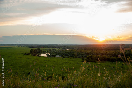 sunset over the river