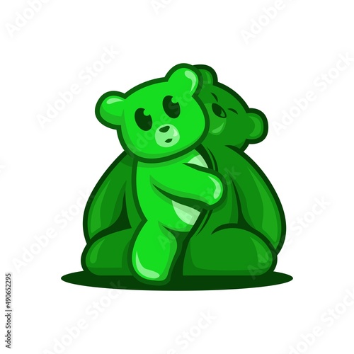 green bear comes out of dark green bear costume vector illustration