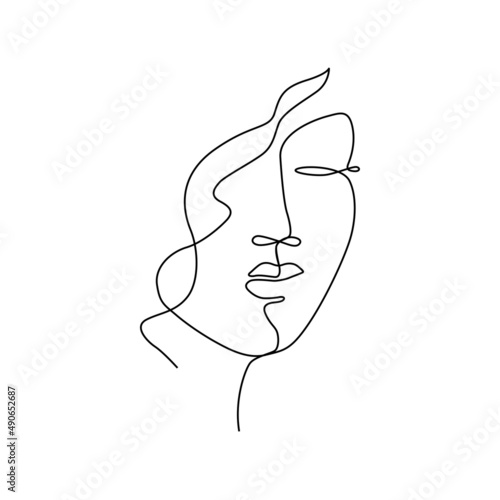 Woman face single line art 