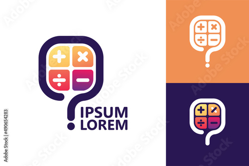 mathematics question logo template design vector