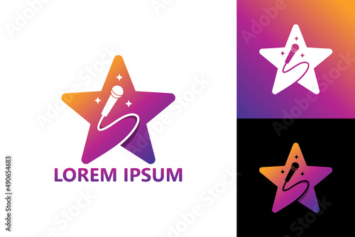 Star karaoke logo template design vector