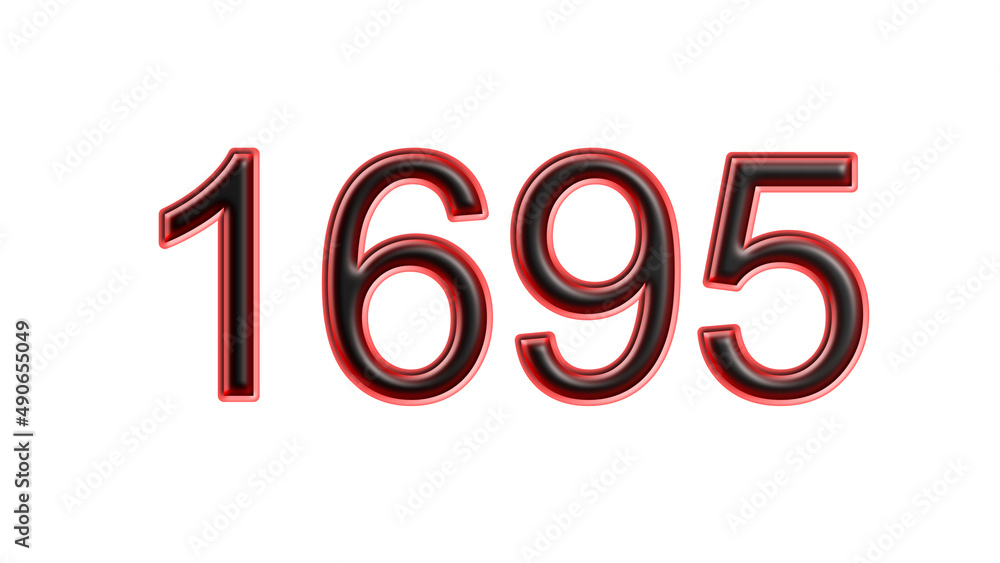 red 1695 number 3d effect white background red 1695 number 3d effect white background