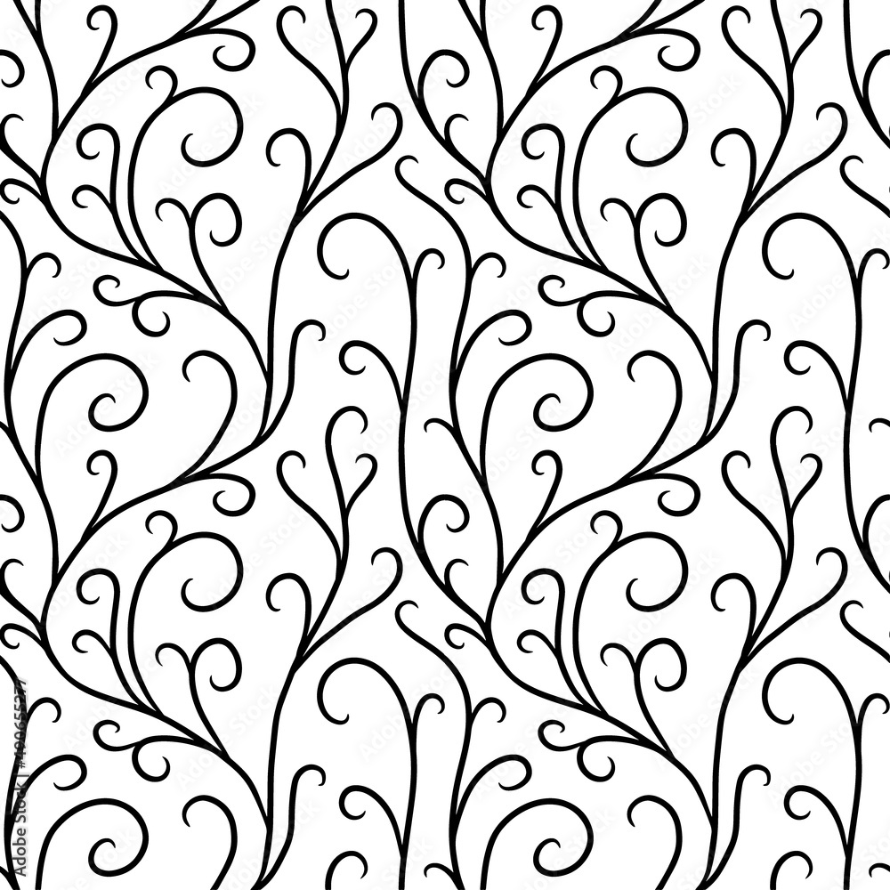 hand drawn smooth lines branches seamless pattern of abstract botanical elements hand drawn smooth lines branches seamless pattern of abstract botanical elements