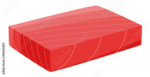 Raw tuna block against white background