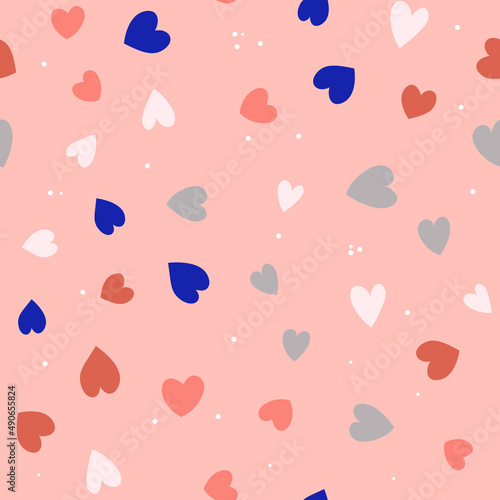 Cute Simple Seamless Pattern Love Heart Background. Illustration