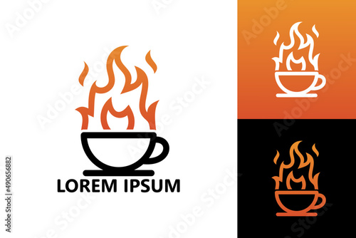 Hot coffee drink logo template design vector