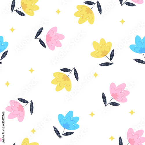 Summer Flower Seamless Pattern Background Illustration © olegganko