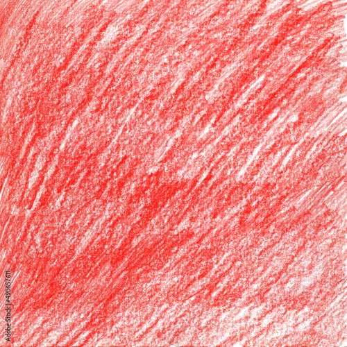 Crayon hatching. Raster red background. Colorful abstract texture. Hand drawn scribbles.