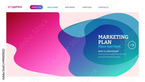 Landing page modern background with Memphis abstract concept