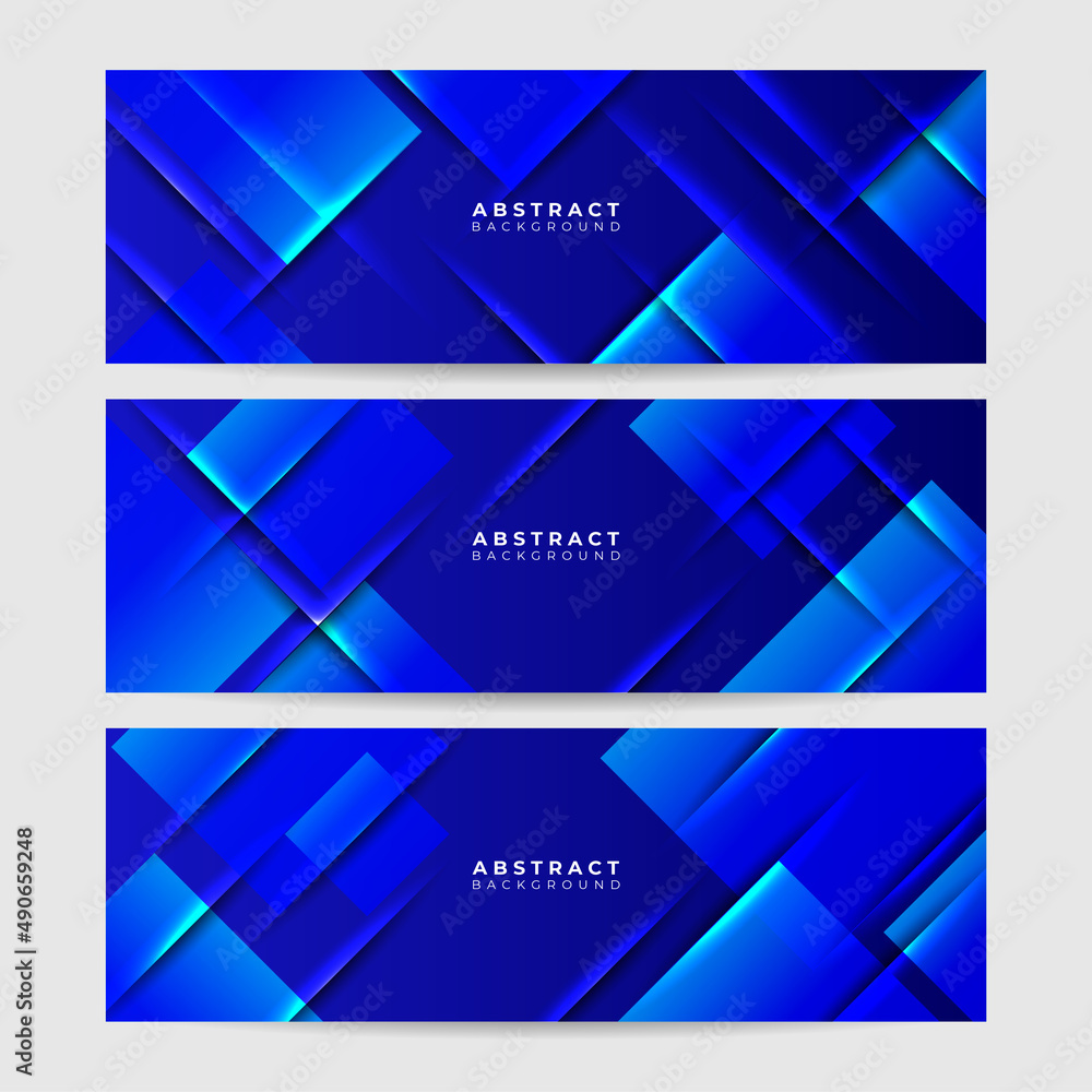 Set of modern abstract dark blue banner background. Vector illustration template with pattern. Design for technology, business, corporate, institution, party, festive, seminar, and talks.