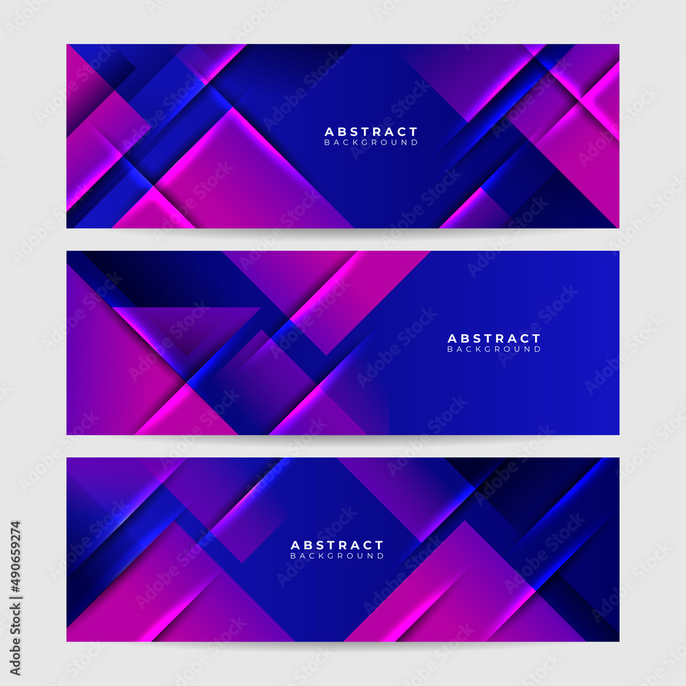 Fototapeta premium Set of modern abstract dark blue banner background. Vector illustration template with pattern. Design for technology, business, corporate, institution, party, festive, seminar, and talks.