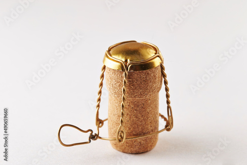 Champagne cork on a white background 