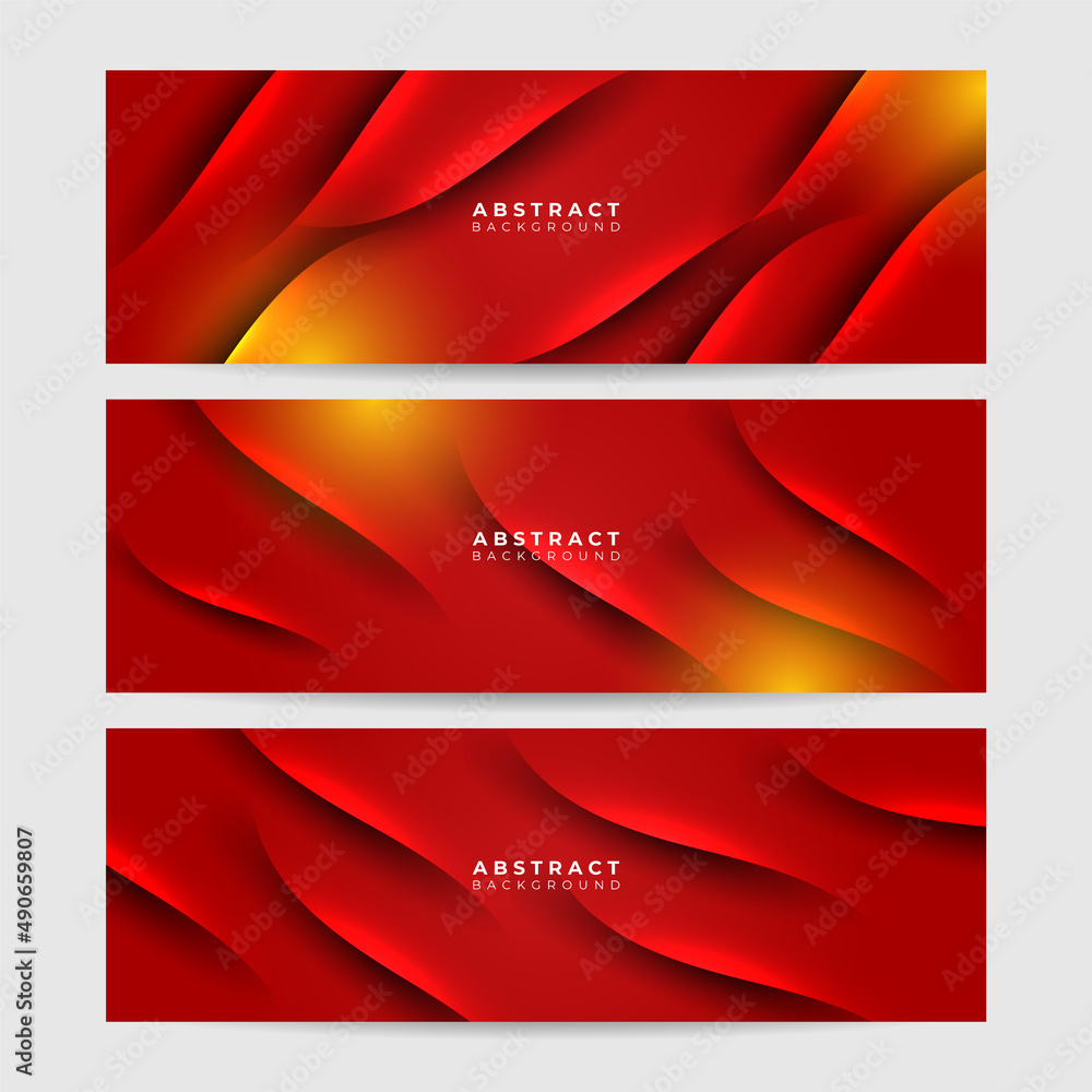Fototapeta premium Modern abstract dark red orange yellow banner background. Set of Gradient light red yellow colorful Abstract wide banner design background